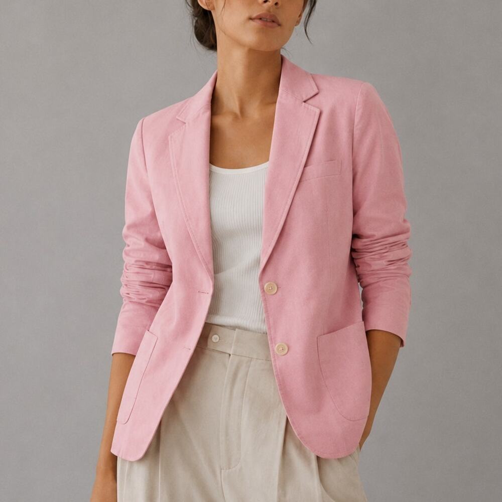 Uniqlo x Ines De La Fressange Linen Cotton Blazer Womens XS Pink Button NWT